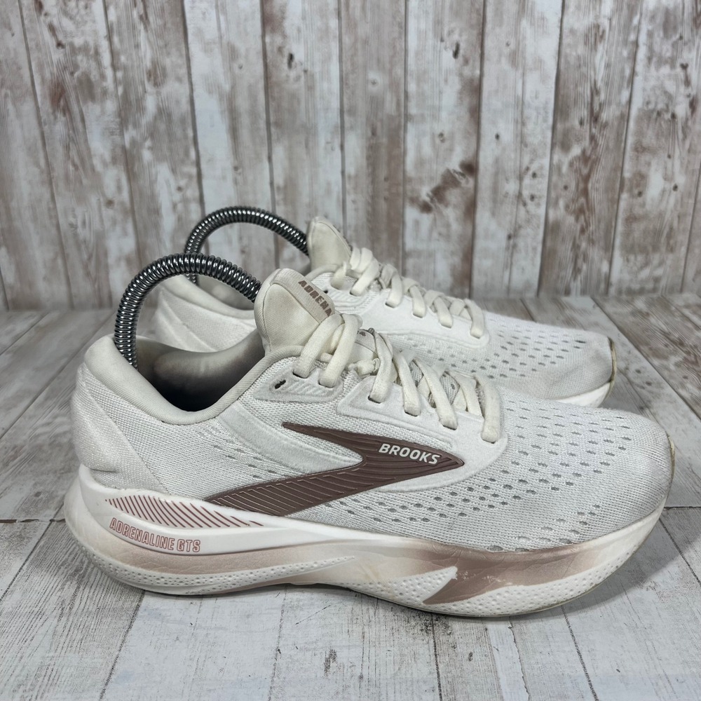 Brooks Adrenaline GTS 24 Womens 7 White Rose Gold Running Shoes 1204261B181